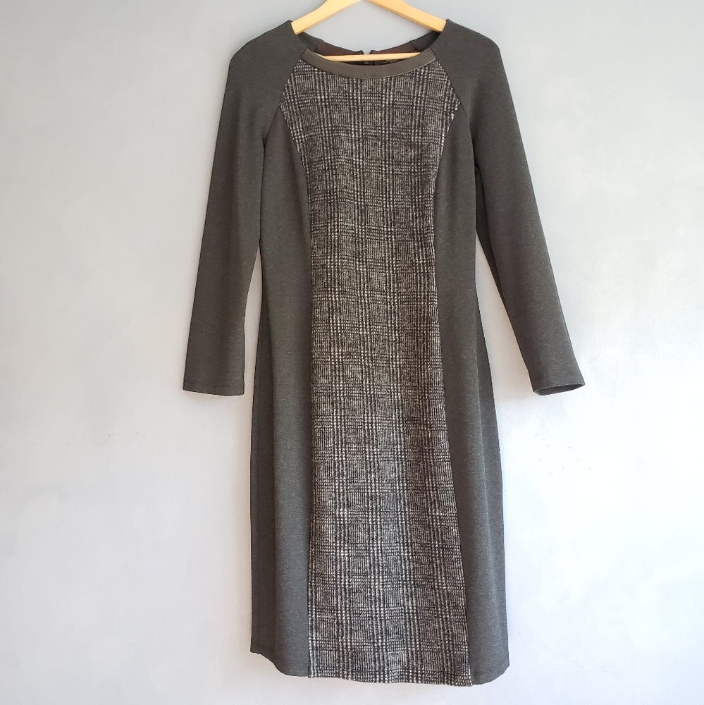 WEEKEND MAX MARA PRINCE-OF-WALES KNEE LENGTH DRESS, SIZE L